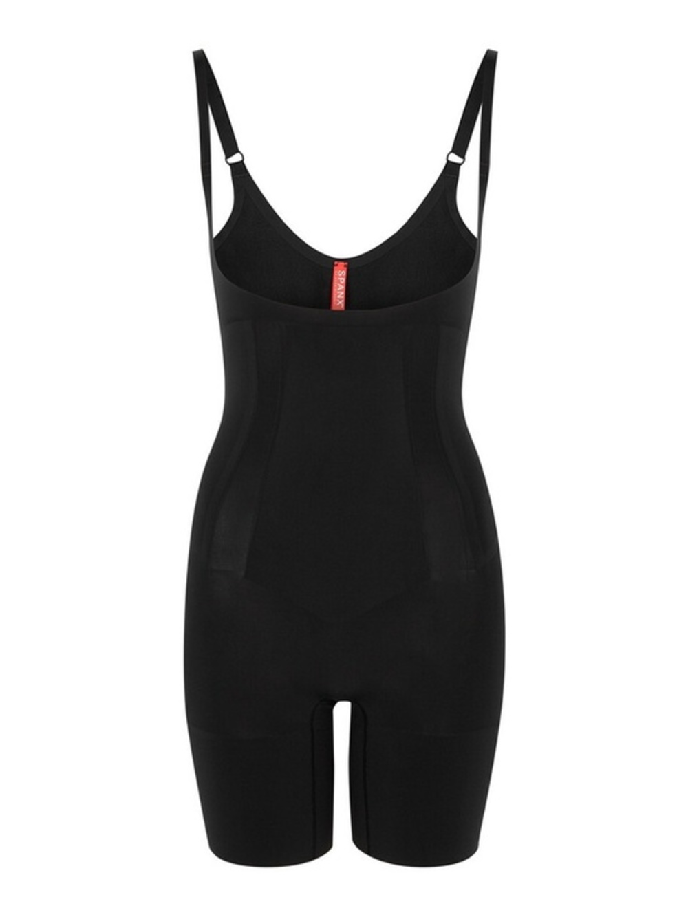SPANX Very Black Open-Bust Midthigh Bodysuit - L/G
